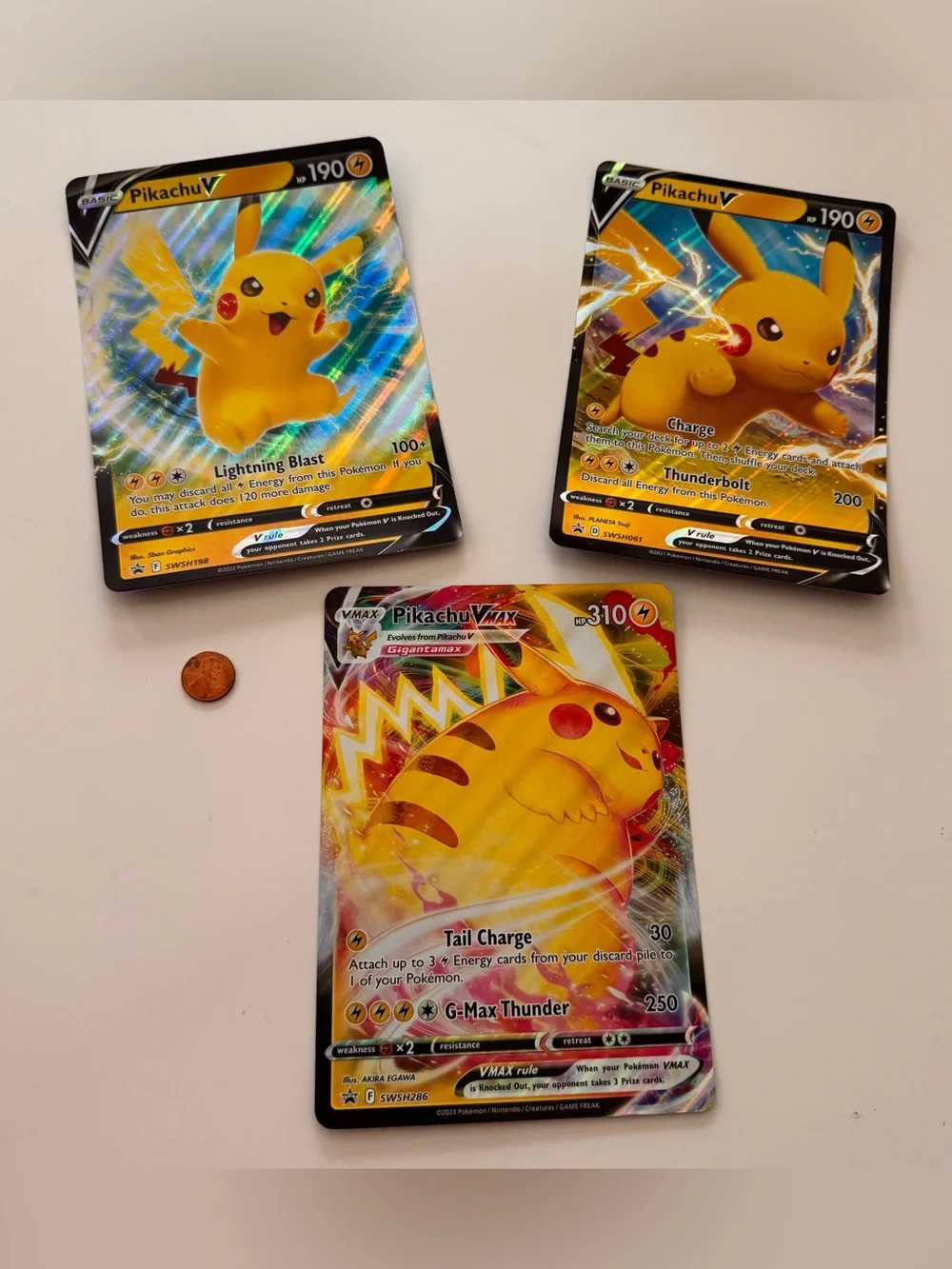 Pokémon TCG Pikachu V & VMAX Promo Card Bundle Lot (SWSH198, SWSH061, SWSH286)